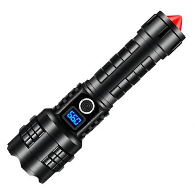 China 500mAh P70 Outdoor Super Bright Remote Possibility Camping, Tpye-c Charging Safety Digital Hammer Waterproof Display Power Flashlight for sale