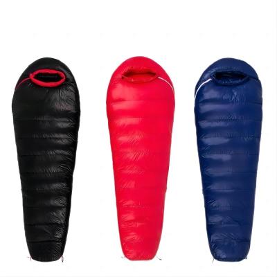 China Four season coldproof outdoor camping mummy goose down thickened patchwork warm single and double sleeping bag for sale