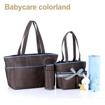 China Microfiber Babycare Colorland Maternity Bag Set Denise Diaper Bag Set Brown-Blue for sale