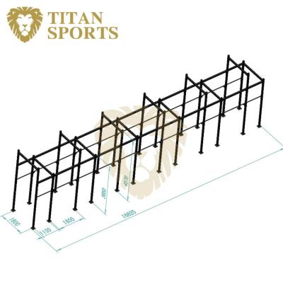 China Free Standing Gym Cross Training Adjustment Rig With Flying Pull Up Bars And Monkey Bars Power Rack for sale