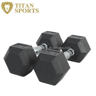 China Durable Comercial Used Rubber Hex Dumbbell Set for sale