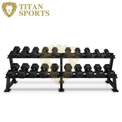 China Comfortable Premium Quality Fitness Equipment Hex Rubber Dumbbell Set for sale