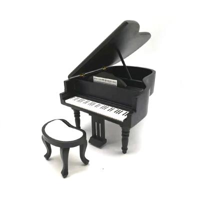 China Mini Toy Iland Miniatures Dollhouse Musical Instrument Piano with Stools Model for Dollhouse Music Room HE005I for sale