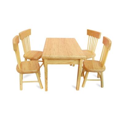 China Mini Toy 1:12 Mini Table Sets Miniature Dinning Dollhouse Furniture Wooden Kitchen Table and Chairs for sale