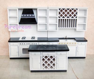 China Iland of Mini Toy Dollhouse Kitchen Furniture Set 3PCS and Sink& Miniature Central Stove WD025 for sale