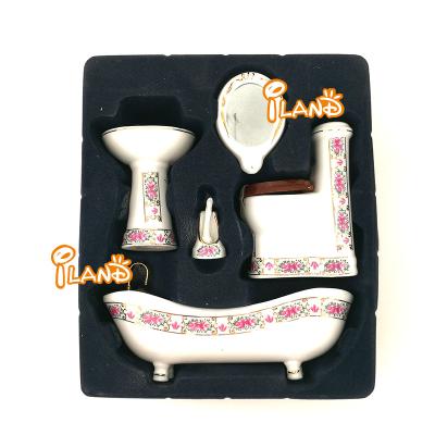 China Mini Toy 1/12 Miniature Victorian Dollhouse Ceramic Bathroom Furniture set/5 for sale