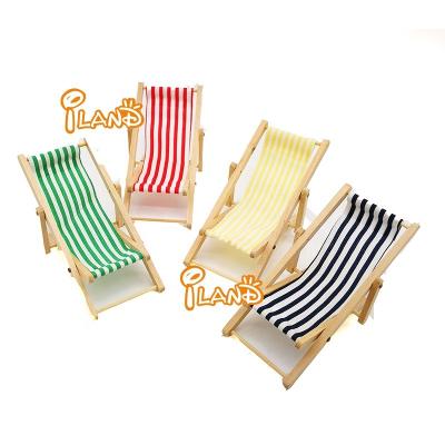 China Mini Toy Iland Miniatures 1:12 Dollhouse Furniture Beach Chair Garden Lawn Wooden Wooden Furniture for sale