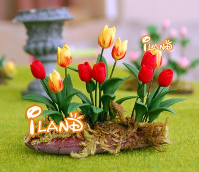 China Mini Toy Iland Miniatures Dollhouse Garden Flower / Fairy Plant Mini Flower Tulip OP010D for sale