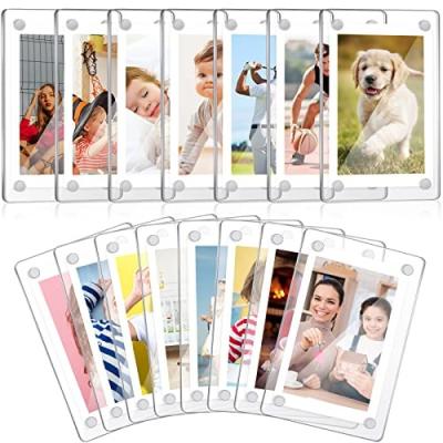 China Form 15 Pack Mini Double Sided Fridge Magnet Acrylic Magnetic Photo Frame Clear Frameless Fridge Display Frame for sale