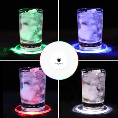 China Sustainable 3 Pieces LED Coasters For Drinks , Light Up Disposable Round Coasters ON / OFF Coasters For Drinks , Colorful LED Coasters for sale