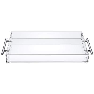 China 100% handmade transparent acrylic storage trays, lucite tray for desks engraved clear acrylic serving tray for sale