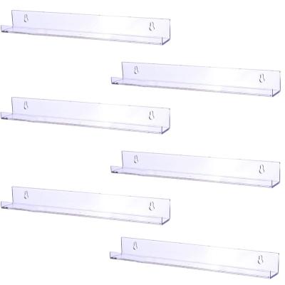 China 6 Packs Modern 15 Inch Acrylic Kids Floating Shelf For Kids Room, Modern Picture Ledge Display Toy Storage Wall Shelf for sale