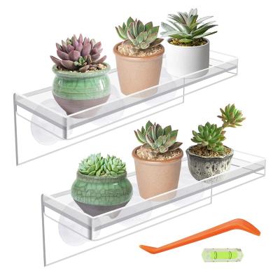 China Modern 2 Pack Suction Cup Shelf for Plants Window, DSVENROLY Clear Acrylic Ledge Suction Cup Window Shelf with Powerful Suction for sale