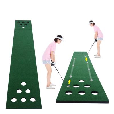 China Golf Training Aids Putting Practice Factory Direct Sales 12 Hole Putting Green Mat Artificial Grass Golf Game Hot Selling Training Set for sale