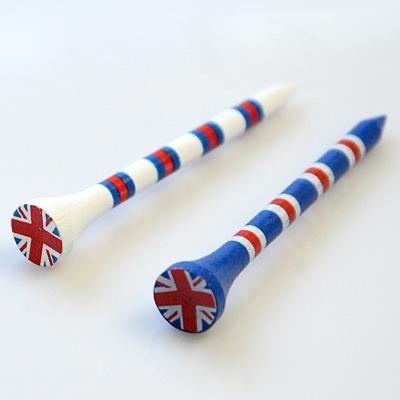 China wooden & National Flag Bamboo Wood Golf Tees Custom Colored Logo Printing Pantone Wood Bamboo Golf Tees for sale