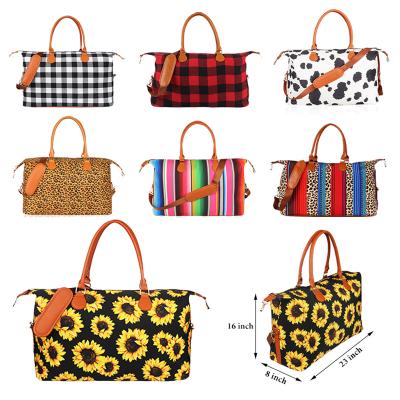 China Weekender Monogrammed Tote Bag Canvas Leopard Sunflower Duffle Wholesale Women Fashion Serape Duffle Travel Bag for sale