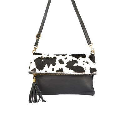 China Eco-Friendly Animal Print Cross - Monogrammed Cow Print Leather Clutch Bag With Removable Shoulder Strap Wholesale Body Bag for sale