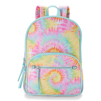 China Tassel Anti-theft Tie-Dye School Travel Bag Wholesale Gradient Canvas Large Backpack With Pockets for sale