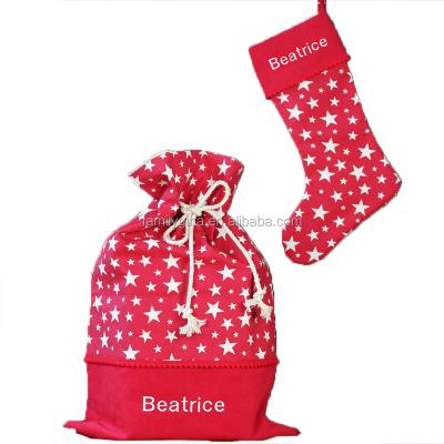 China Cute Decoration Personalized Blank Stars Christmas Jars Gift Bag Sublimation Santa Sack for sale