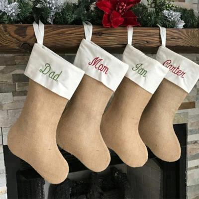 China Eco - Friendly Christmas Decoration Gift Bag Sublimation Jars Plain Burlap Christmas Stocking for sale