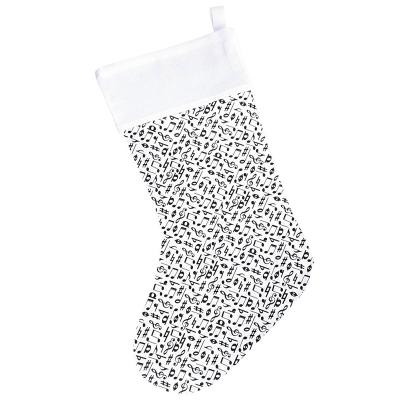 China Christmas Xmas Decoration Jars Monogram Black White Music Notes White Christmas Stocking for sale