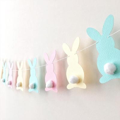 China Eco-Friendly Bunny Pastel Banner Bunny Easter Decoration Hanging Easter Bunny Banner for sale