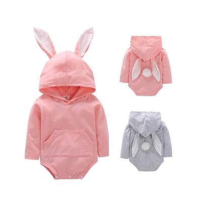 China Eco-Friendly Girl And Boy Outfits Cute Long Sleeve Baby Rabbit Ears Rompers Jumpsuit for sale