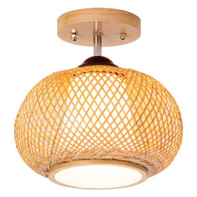 China Japanese Style Modern Bamboo Chandelier Restaurant Lantern Chandelier Art Bamboo Rattan Woven Lamp for sale