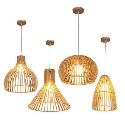 China Japanese Style Modern Bamboo Chandelier Restaurant Lantern Chandelier Art Bamboo Rattan Woven Lamp for sale