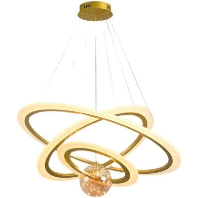 China Modern luxury simple bedroom lamp circle ring double-layer dining room light chandelier nordic living room lamp for sale