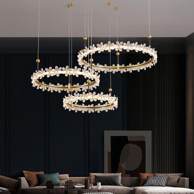 China Simple Round Flower Modern Art Crystal Chandelier Living Room Garland Dining Room Bedroom Study Room for sale