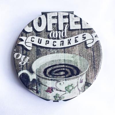 China Wholesale Double Sided Round Free Design Mini Coloful Coffee Hand Makeup Mirror for sale