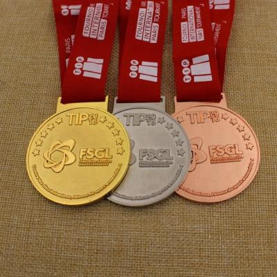 China Europe 60mm Silver Bronze Zinc Alloy Material Gold FSGL Medals With Ribbon for sale