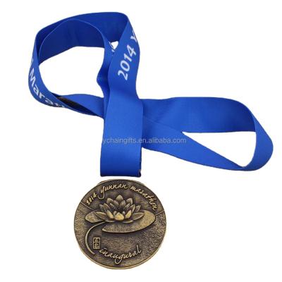 China Europe Metal Craft 3D Lotus Logo Marathon Sports Medals Running Medals for sale