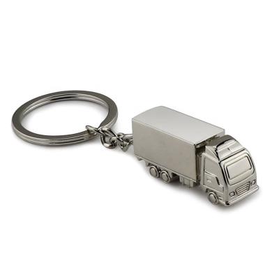 China Wholesale Promotion Gift Car Zinc Alloy Shape White 3D Van Lorry Bus Key Chain Key Ring for sale