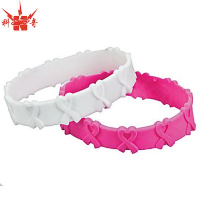 China Other Custom Breast Cancer Awareness Bracelet Pink Silicone Ribbon for sale