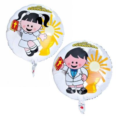 China 18inch Holy Communion Christening Holy Communion Baptism MI Primera Comunion Event Christian Party Supplies Easter Decorative Silver Balloon for sale