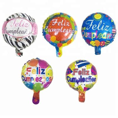 China Eco-friendly 2018 Spanish language Feliz cumpleanos newcomer birthday party decorations round shaped colorful happy birthday balloons for sale