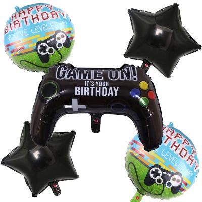 China Hot Sale Eco-friendly Black Game Handle Pad Controller Foil Balloon Mylar Helium Globos For Game Theme Birthday Party Decoration for sale