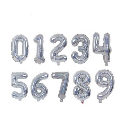 China Advertising/gift/promotional/party new arrival 16inch holographic silver laser number and letter foil balloons for party for sale