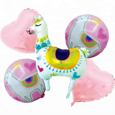 China 2018 eco-friendly new design 5pcs alpaca set llama foil balloon for party decoration for sale