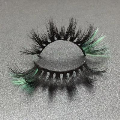 China 2022 Hot Selling Fluorescent Green Custom 20mm Mink Eyelash With Color Fluffy Criss-Cross Eyelash Korea Private Label Packaging for sale