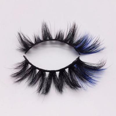 China Good Quality Hot Goods Crisscross Customize Real 20mm Mink Lashes 3D Multi Eyelashes Multi Color Blue With Package for sale