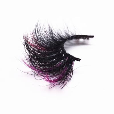 China Private Logo Crisscross 25mm Mink Eyelashes Custom Color Real Mink Eyelashes With Package for sale