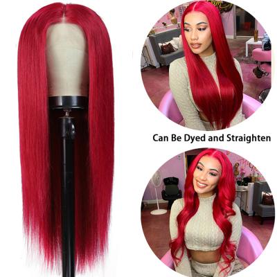 China Colored Red Hair Wigs Straight Lace Front Wig Pre Plucked Brazilian Betty Lace Front Wig 99J Burgundy Hair for sale