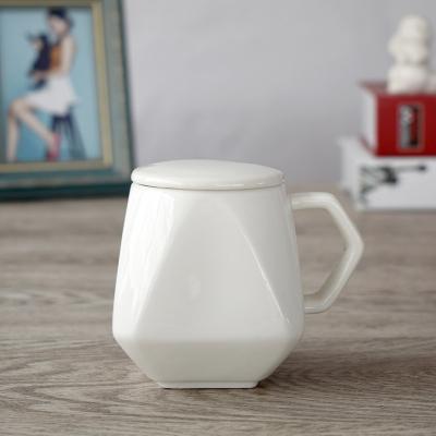 China Factory Wholesale Hot Selling Viable Coffee Mug Modern Popular Custom Logo Support White Original Styling Ceramic Mug With Lid for sale