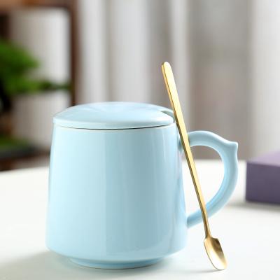 China Creative Logo Ceramic Simple Blue Nordic Style Wholesale Price Mug Coffee Mugs Gift Viable Hot Selling Ceramic Accessories for sale