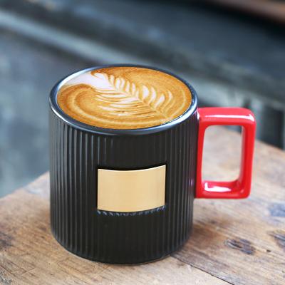 China Promotional creative ceramic color threaded ceramic mug simple style coffee cup gift viable manufacturing processcing for sale