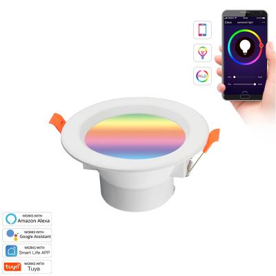 China Modern Tuya APP Alexa Voice Control Smart Downlight Prices Led Lighting Downlight RGBW Color Smart Wifi Downlight for sale