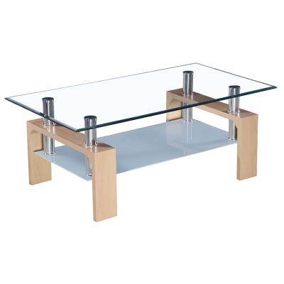 China Practical& cheap wood coffee table with simple coffee table glass and wood tea table for sale